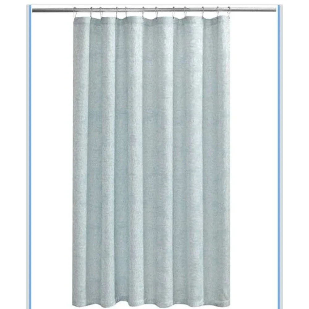 Mainstays Esther Jacquard Lace Shower Curtain White Light Blue 70